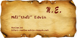 Máthé Edvin névjegykártya